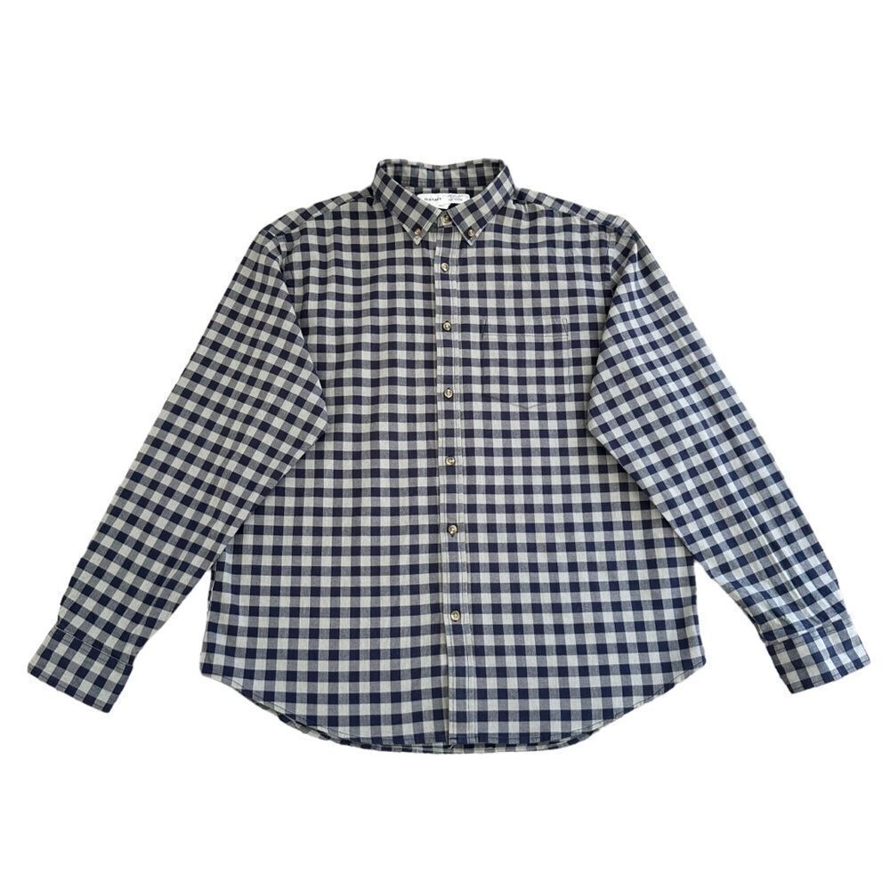 🔃Old Navy Men’s Blue & Gray Plaid Long Sleeve Button Down Dress Shirt